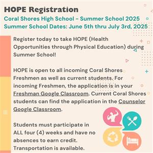  HOPE Summer School Information